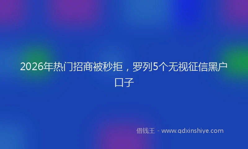 2026年热门招商被秒拒，罗列5个无视征信黑户口子