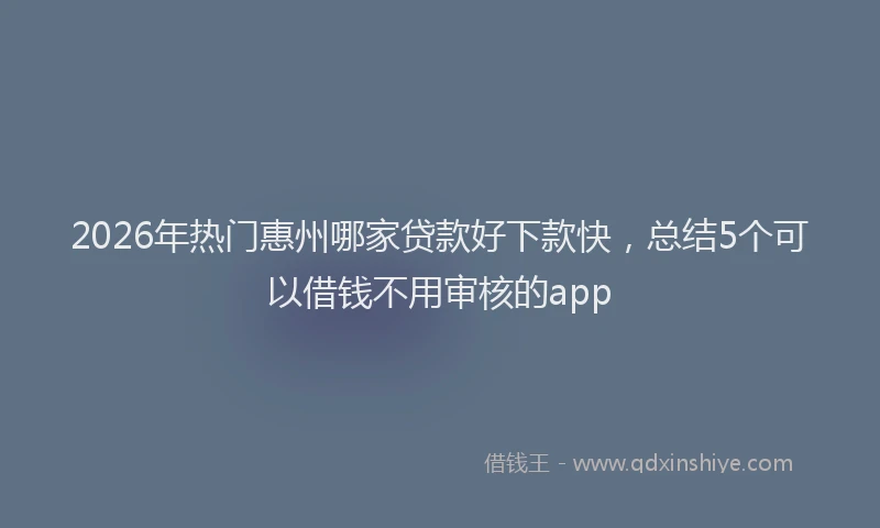 2026年热门惠州哪家贷款好下款快，总结5个可以借钱不用审核的app