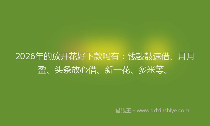 2026年的放开花好下款吗有：钱鼓鼓速借、月月盈、头条放心借、新一花、多米等。