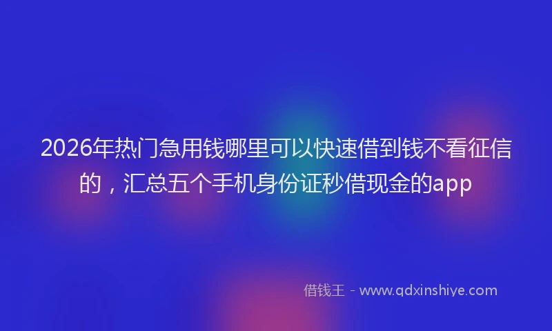 2026年热门急用钱哪里可以快速借到钱不看征信的,汇总五个手机身份证秒借现金的app