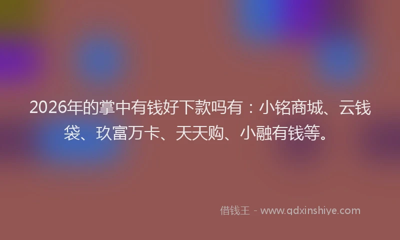 2026年的掌中有钱好下款吗有：小铭商城、云钱袋、玖富万卡、天天购、小融有钱等。
