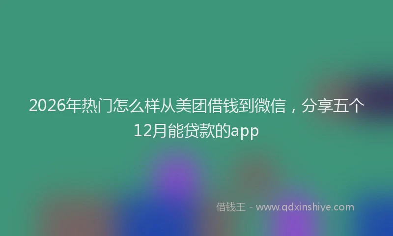 2026年热门怎么样从美团借钱到微信，分享五个12月能贷款的app