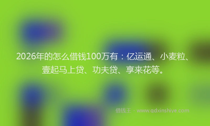 2026年的怎么借钱100万有：亿运通、小麦粒、壹起马上贷、功夫贷、享来花等。
