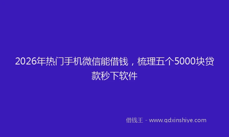 2026年热门手机微信能借钱，梳理五个5000块贷款秒下软件