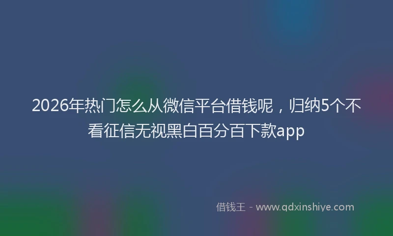 2026年热门怎么从微信平台借钱呢，归纳5个不看征信无视黑白百分百下款app