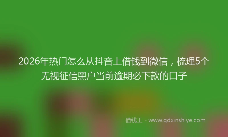 2026年热门怎么从抖音上借钱到微信，梳理5个无视征信黑户当前逾期必下款的口子