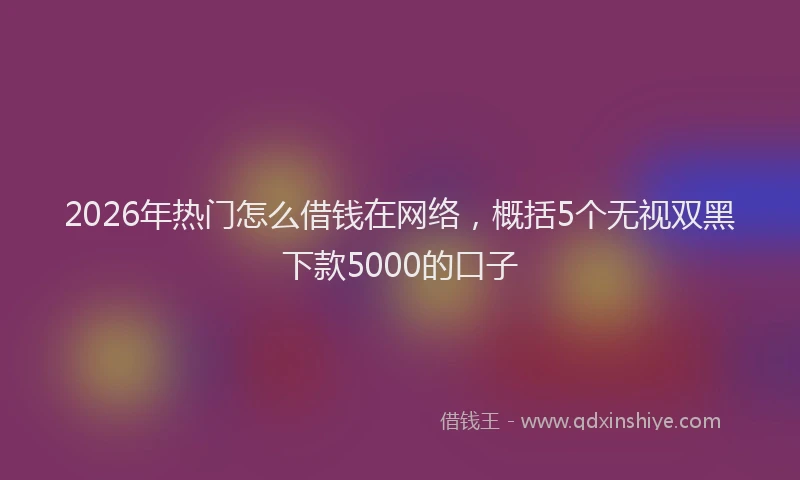 2026年热门怎么借钱在网络,概括5个无视双黑下款5000的口子