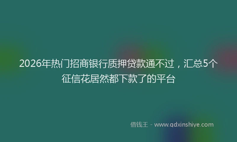 2026年热门招商银行质押贷款通不过，汇总5个征信花居然都下款了的平台