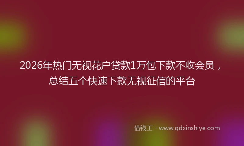 2026年热门无视花户贷款1万包下款不收会员，总结五个快速下款无视征信的平台