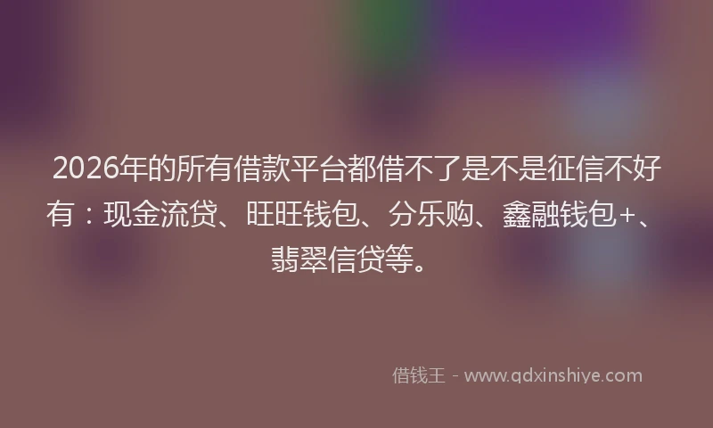 2026年的所有借款平台都借不了是不是征信不好有：现金流贷、旺旺钱包、分乐购、鑫融钱包+、翡翠信贷等。