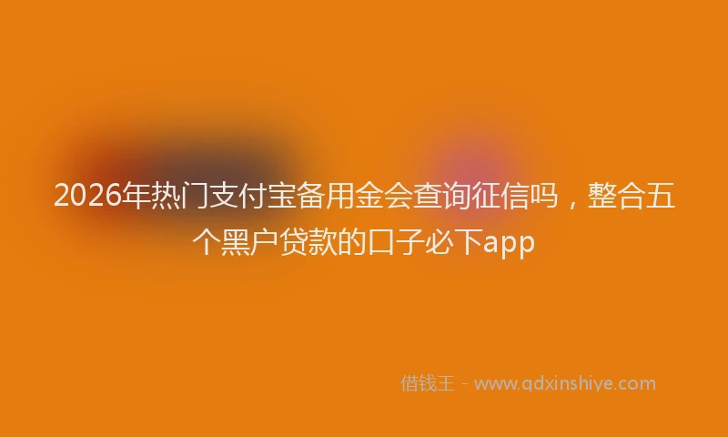 2026年热门支付宝备用金会查询征信吗，整合五个黑户贷款的口子必下app