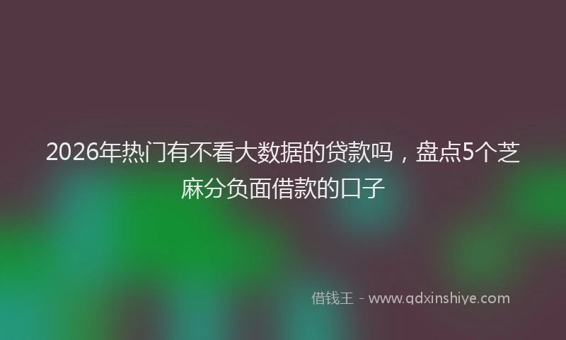 2026年热门有不看大数据的贷款吗，盘点5个芝麻分负面借款的口子