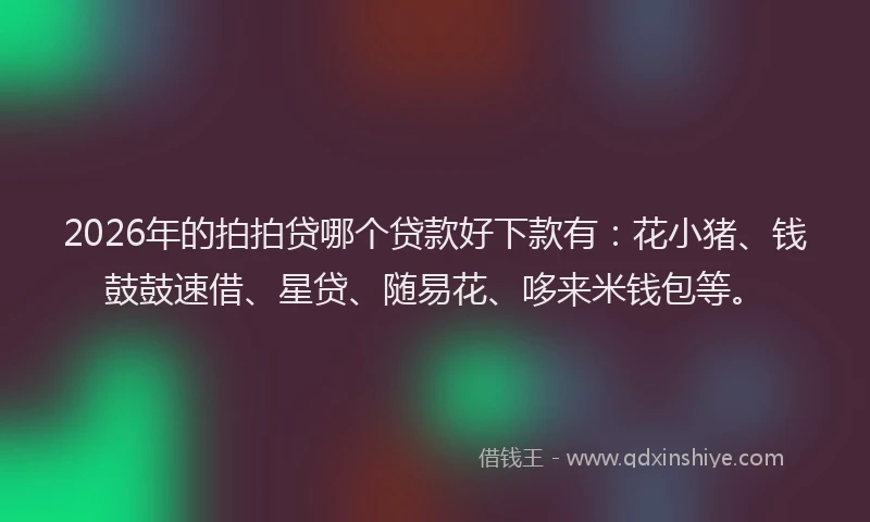 2026年的拍拍贷哪个贷款好下款有：花小猪、钱鼓鼓速借、星贷、随易花、哆来米钱包等。