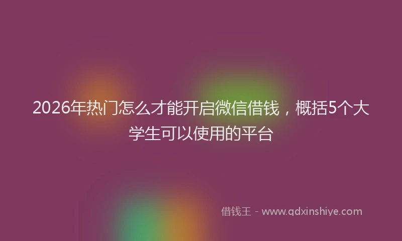 2026年热门怎么才能开启微信借钱，概括5个大学生可以使用的平台