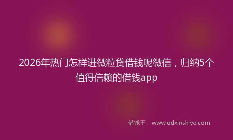 2026年热门怎样进微粒贷借钱呢微信，归纳5个值得信赖的借钱app