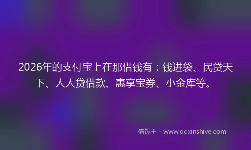 2026年的支付宝上在那借钱有：钱进袋、民贷天下、人人贷借款、惠享宝券、小金库等。