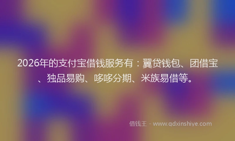 2026年的支付宝借钱服务有：翼贷钱包、团借宝、独品易购、哆哆分期、米族易借等。