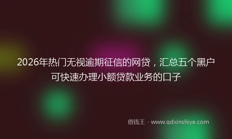 2026年热门无视逾期征信的网贷，汇总五个黑户可快速办理小额贷款业务的口子