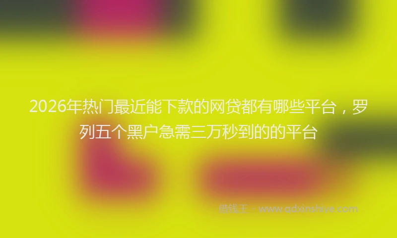 2026年热门最近能下款的网贷都有哪些平台，罗列五个黑户急需三万秒到的的平台