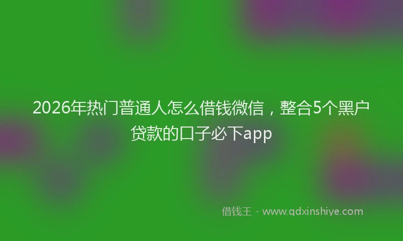 2026年热门普通人怎么借钱微信，整合5个黑户贷款的口子必下app