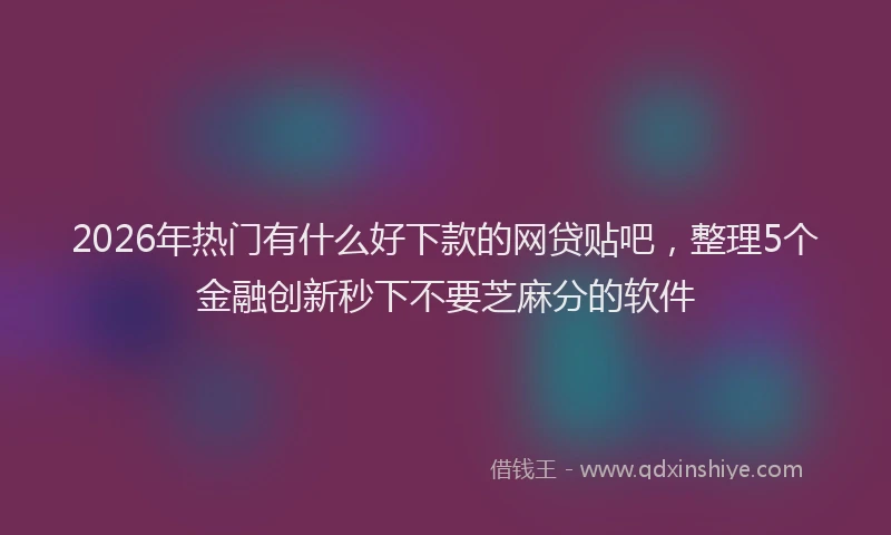 2026年热门有什么好下款的网贷贴吧，整理5个金融创新秒下不要芝麻分的软件