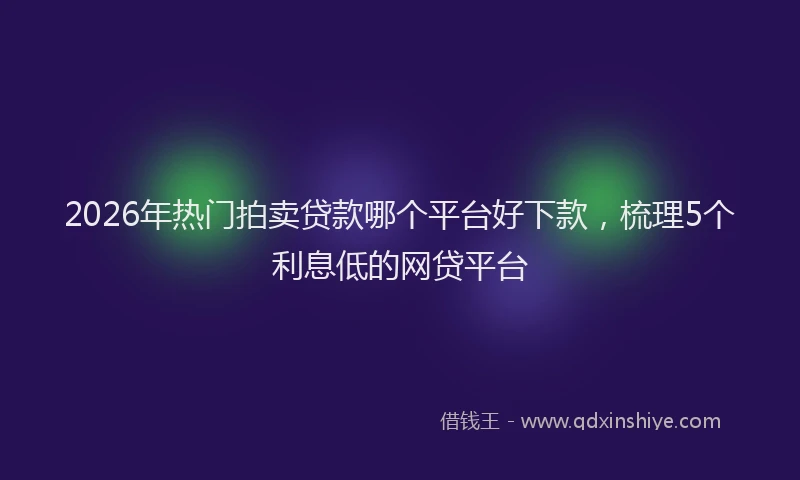 2026年热门拍卖贷款哪个平台好下款，梳理5个利息低的网贷平台