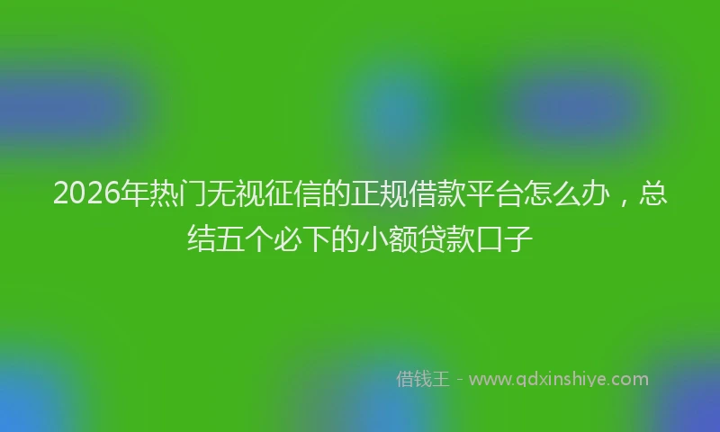 2026年热门无视征信的正规借款平台怎么办,总结五个必下的小额贷款口子