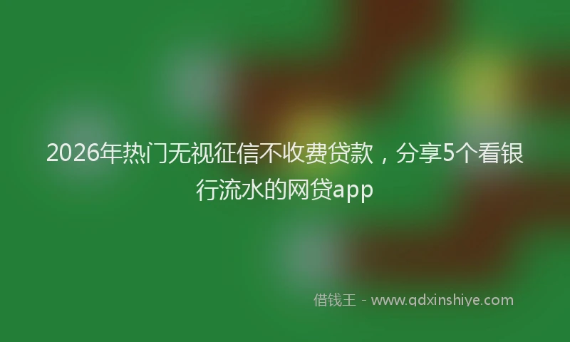 2026年热门无视征信不收费贷款，分享5个看银行流水的网贷app