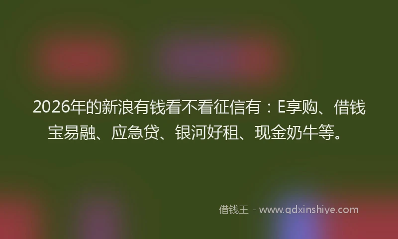 2026年的新浪有钱看不看征信有：E享购、借钱宝易融、应急贷、银河好租、现金奶牛等。