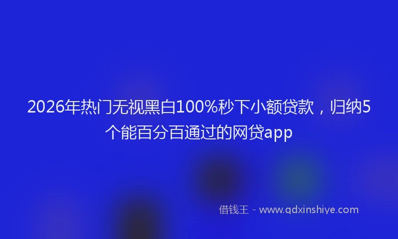 2026年热门无视黑白100%秒下小额贷款，归纳5个能百分百通过的网贷app