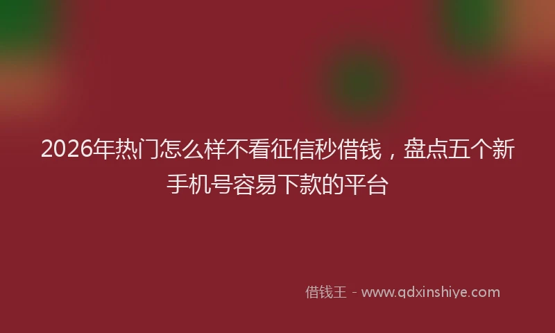 2026年热门怎么样不看征信秒借钱，盘点五个新手机号容易下款的平台