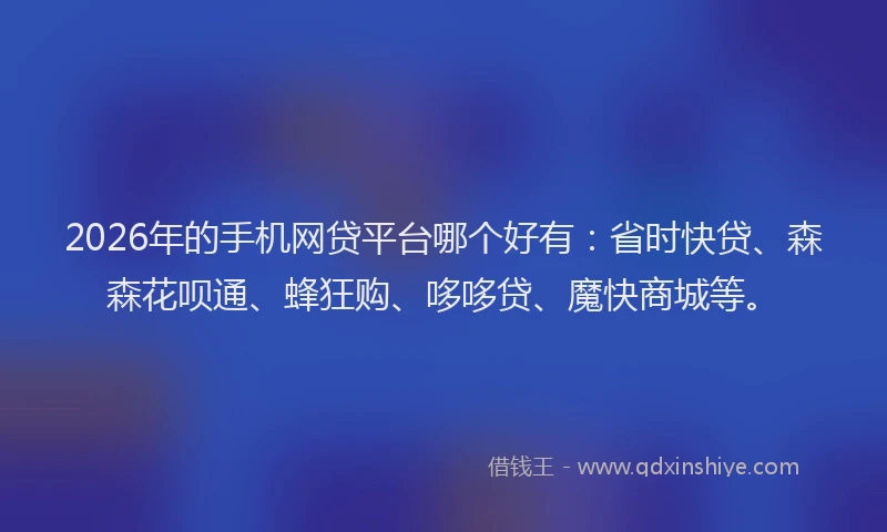 2026年的手机网贷平台哪个好有:省时快贷、森森花呗通、蜂狂购、哆哆贷、魔快商城等。