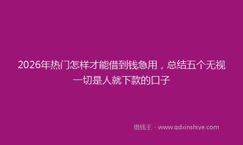 2026年热门怎样才能借到钱急用，总结五个无视一切是人就下款的口子