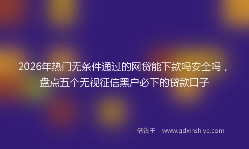 2026年热门无条件通过的网贷能下款吗安全吗，盘点五个无视征信黑户必下的贷款口子