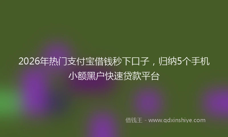 2026年热门支付宝借钱秒下口子，归纳5个手机小额黑户快速贷款平台