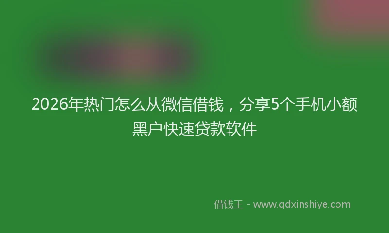 2026年热门怎么从微信借钱，分享5个手机小额黑户快速贷款软件