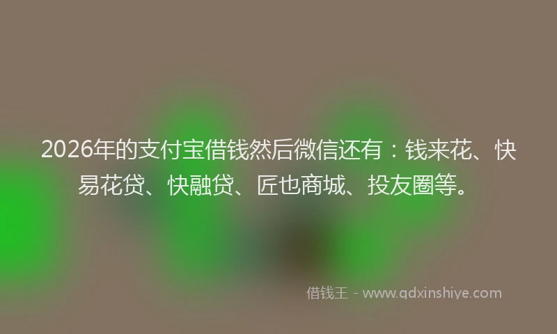 2026年的支付宝借钱然后微信还有：钱来花、快易花贷、快融贷、匠也商城、投友圈等。