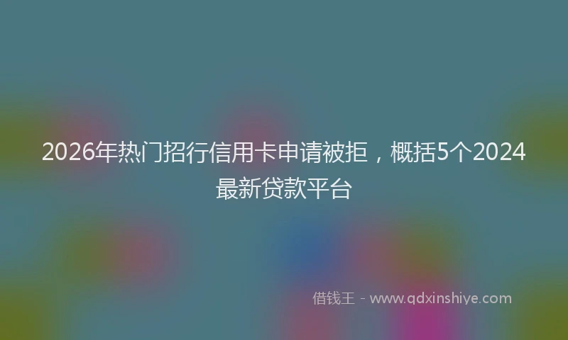 2026年热门招行信用卡申请被拒，概括5个2024最新贷款平台