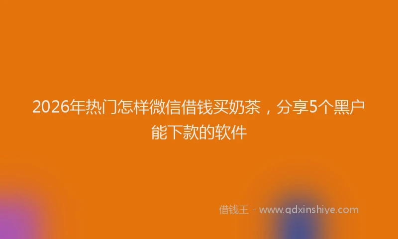 2026年热门怎样微信借钱买奶茶,分享5个黑户能下款的软件