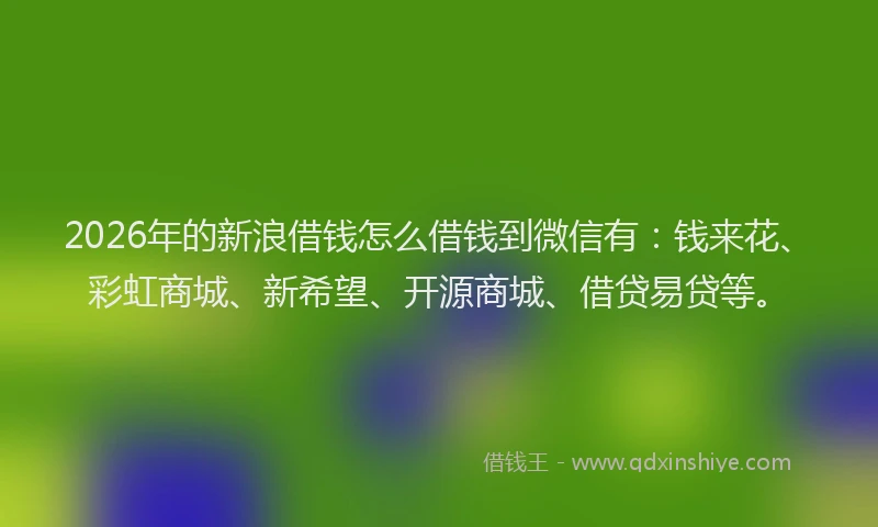2026年的新浪借钱怎么借钱到微信有：钱来花、彩虹商城、新希望、开源商城、借贷易贷等。
