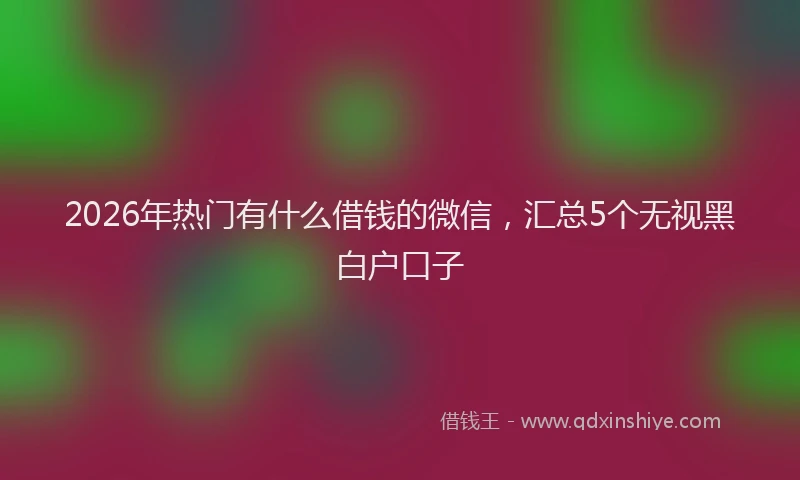 2026年热门有什么借钱的微信，汇总5个无视黑白户口子