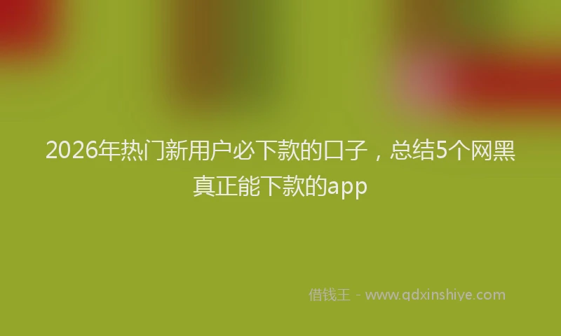 2026年热门新用户必下款的口子，总结5个网黑真正能下款的app