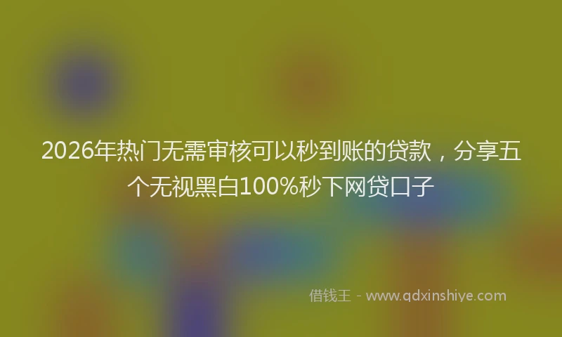 2026年热门无需审核可以秒到账的贷款，分享五个无视黑白100%秒下网贷口子