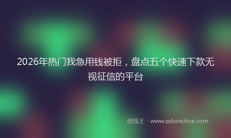 2026年热门我急用钱被拒，盘点五个快速下款无视征信的平台