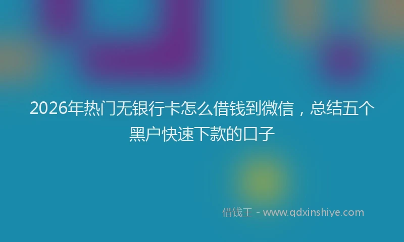 2026年热门无银行卡怎么借钱到微信，总结五个黑户快速下款的口子