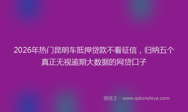 2026年热门昆明车抵押贷款不看征信，归纳五个真正无视逾期大数据的网贷口子