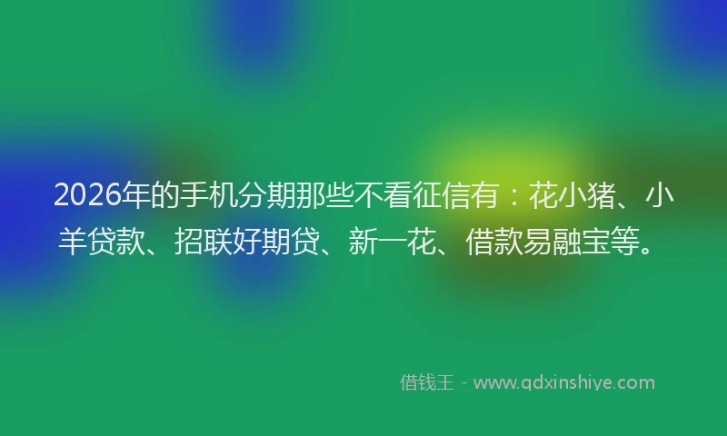 2026年的手机分期那些不看征信有：花小猪、小羊贷款、招联好期贷、新一花、借款易融宝等。