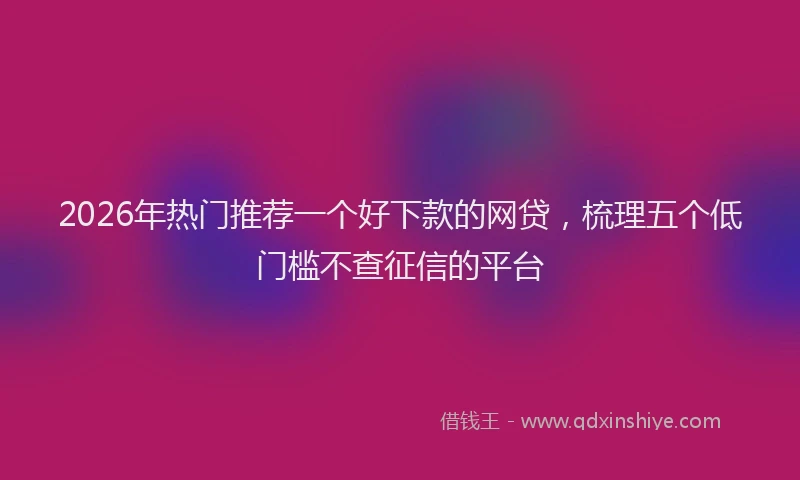 2026年热门推荐一个好下款的网贷，梳理五个低门槛不查征信的平台
