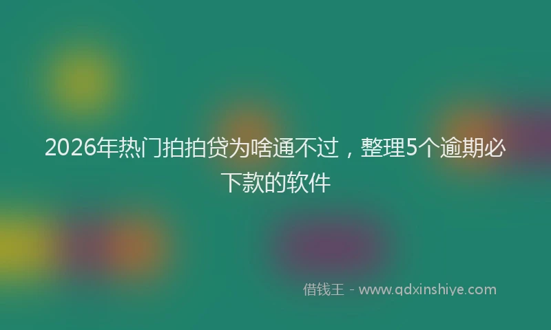 2026年热门拍拍贷为啥通不过，整理5个逾期必下款的软件