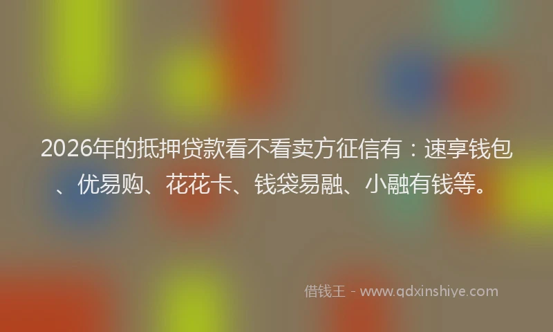 2026年的抵押贷款看不看卖方征信有：速享钱包、优易购、花花卡、钱袋易融、小融有钱等。